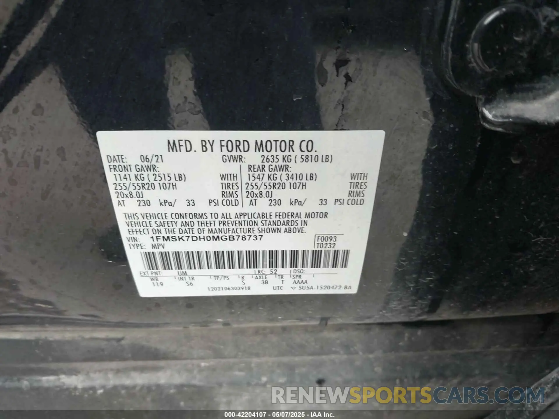 9 Photograph of a damaged car 1FMSK7DH0MGB78737 FORD EXPLORER 2021