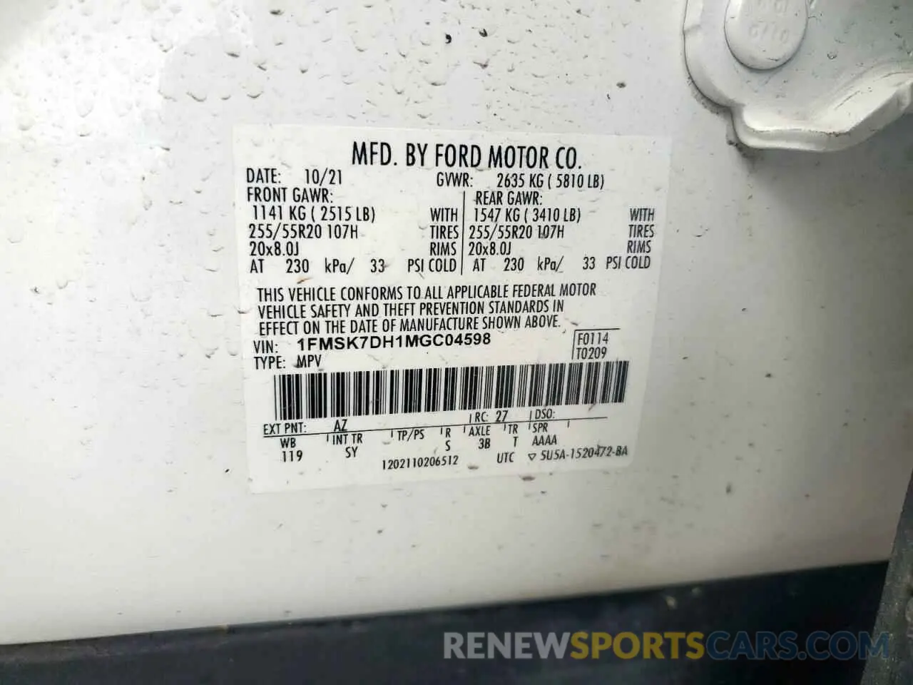 13 Photograph of a damaged car 1FMSK7DH1MGC04598 FORD EXPLORER 2021