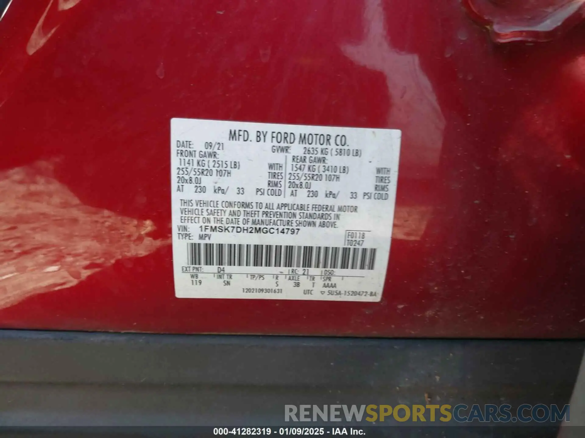 9 Photograph of a damaged car 1FMSK7DH2MGC14797 FORD EXPLORER 2021