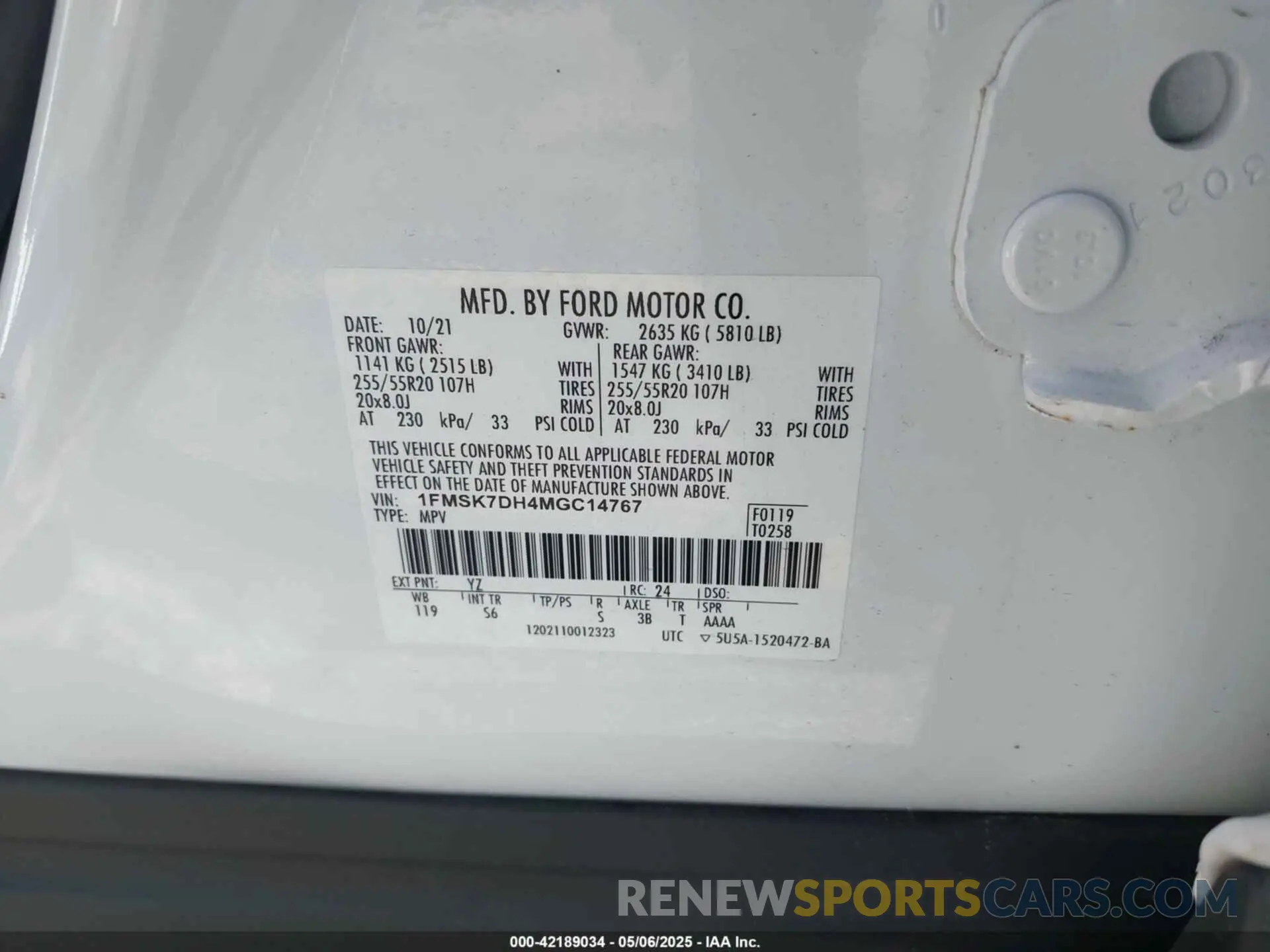 9 Photograph of a damaged car 1FMSK7DH4MGC14767 FORD EXPLORER 2021