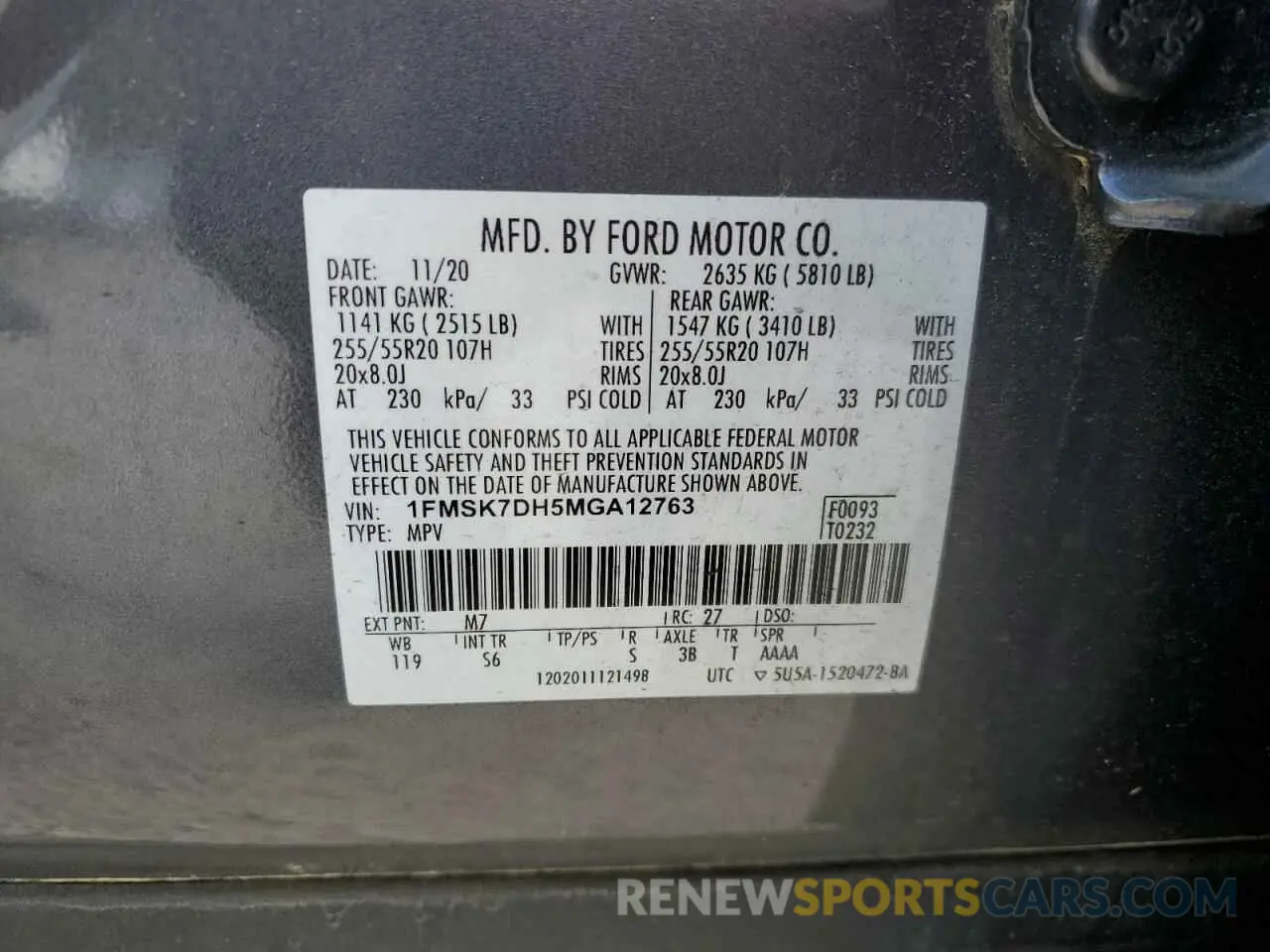 14 Photograph of a damaged car 1FMSK7DH5MGA12763 FORD EXPLORER 2021