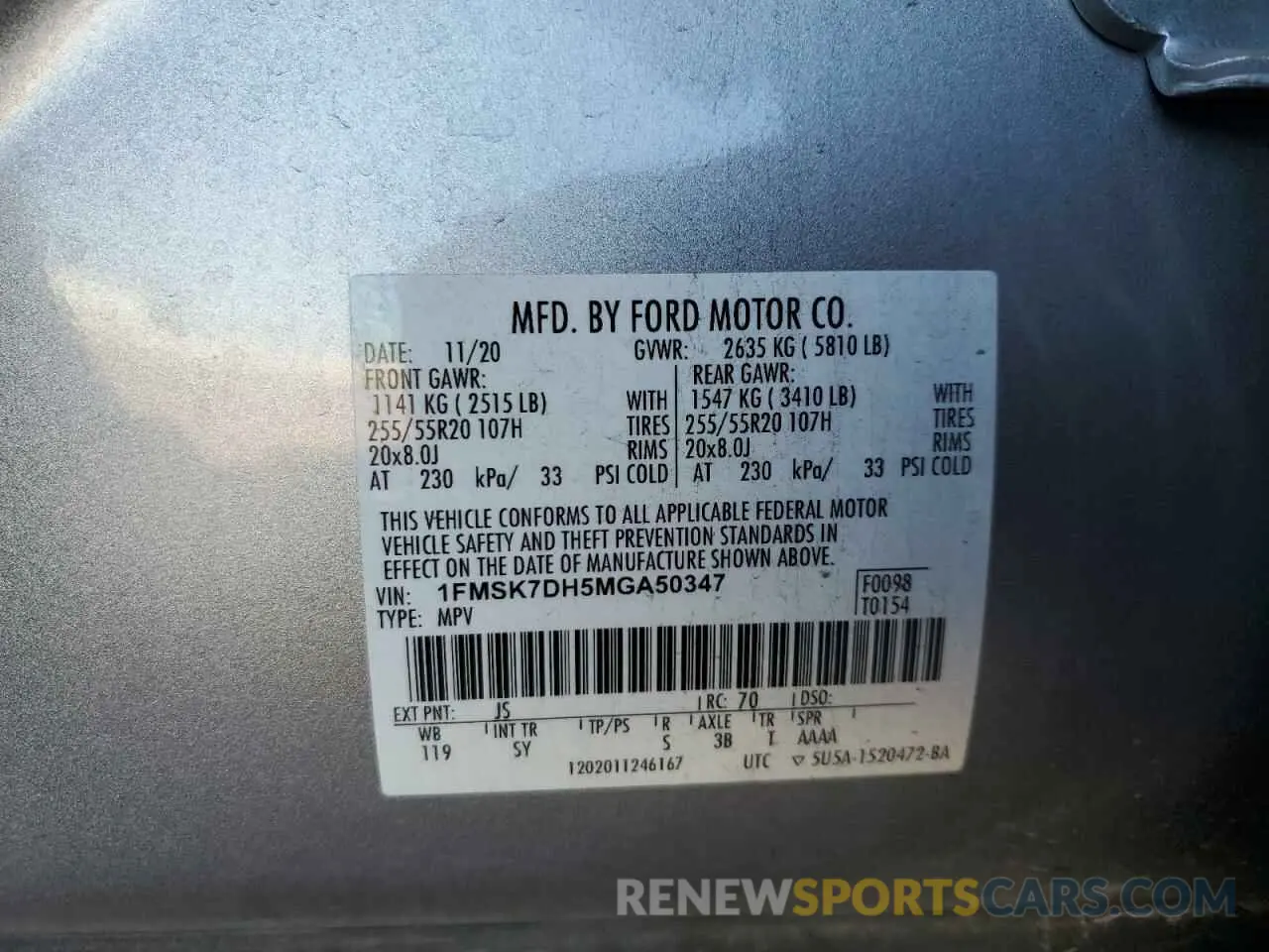 12 Photograph of a damaged car 1FMSK7DH5MGA50347 FORD EXPLORER 2021