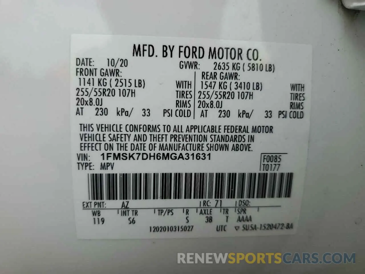 13 Photograph of a damaged car 1FMSK7DH6MGA31631 FORD EXPLORER 2021