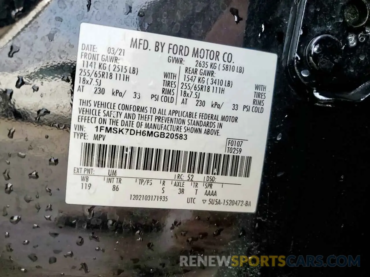 13 Photograph of a damaged car 1FMSK7DH6MGB20583 FORD EXPLORER 2021