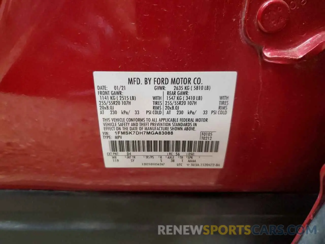 13 Photograph of a damaged car 1FMSK7DH7MGA83088 FORD EXPLORER 2021