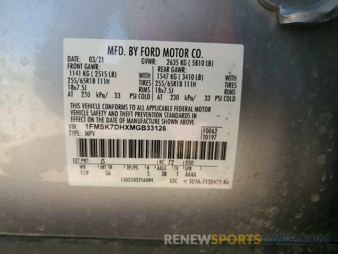13 Photograph of a damaged car 1FMSK7DHXMGB33126 FORD EXPLORER 2021