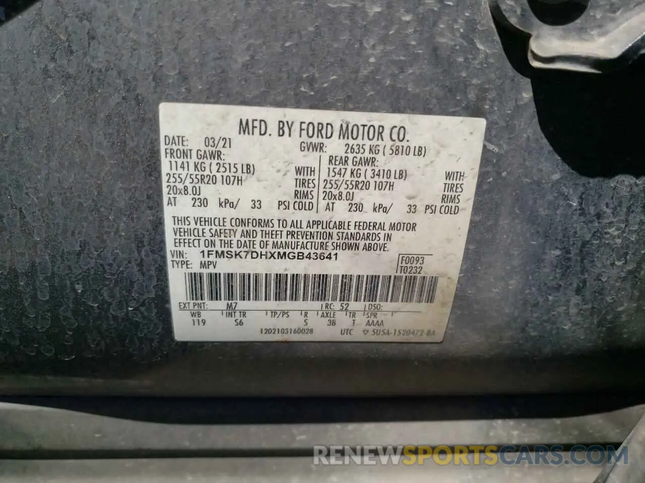 14 Photograph of a damaged car 1FMSK7DHXMGB43641 FORD EXPLORER 2021
