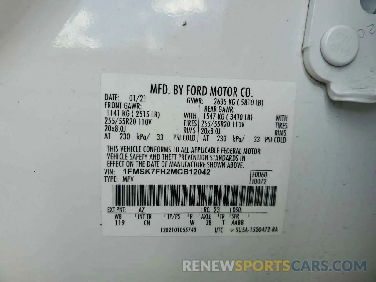 13 Photograph of a damaged car 1FMSK7FH2MGB12042 FORD EXPLORER 2021