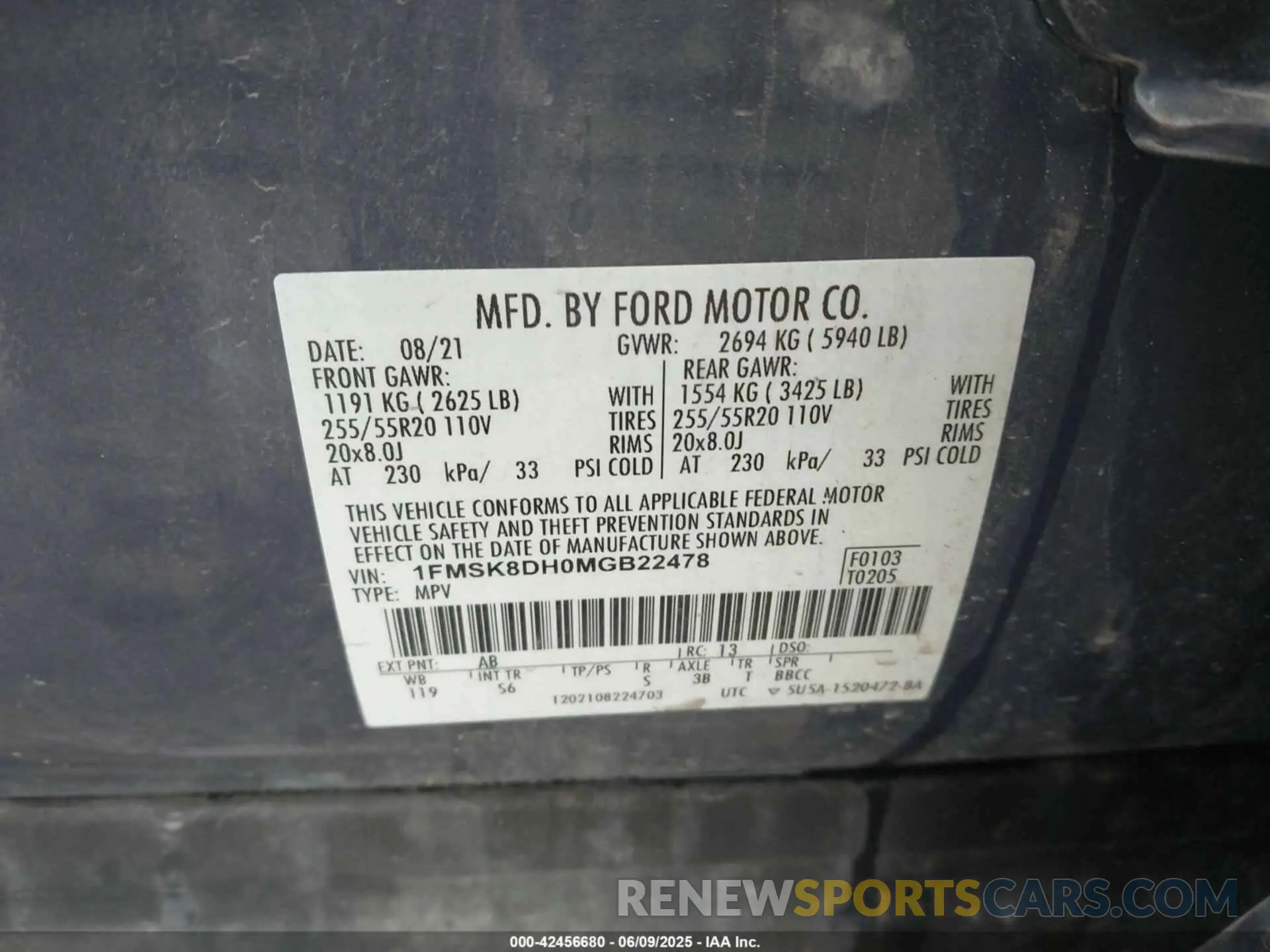 9 Photograph of a damaged car 1FMSK8DH0MGB22478 FORD EXPLORER 2021