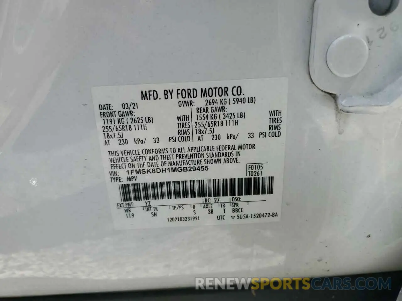 13 Photograph of a damaged car 1FMSK8DH1MGB29455 FORD EXPLORER 2021