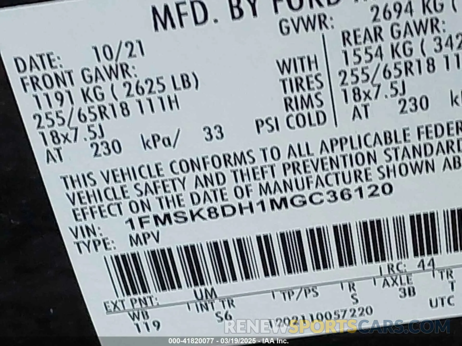 9 Photograph of a damaged car 1FMSK8DH1MGC36120 FORD EXPLORER 2021
