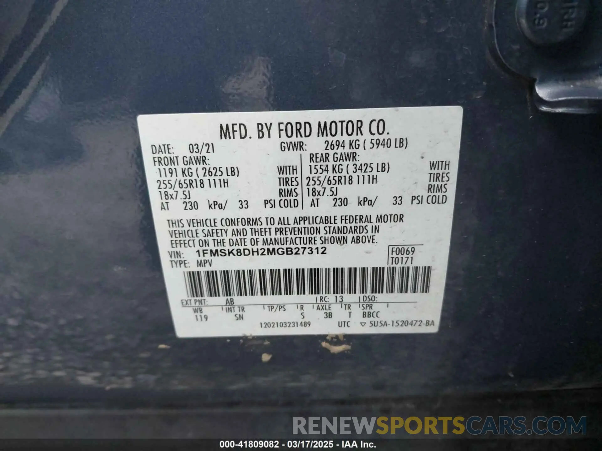 9 Photograph of a damaged car 1FMSK8DH2MGB27312 FORD EXPLORER 2021