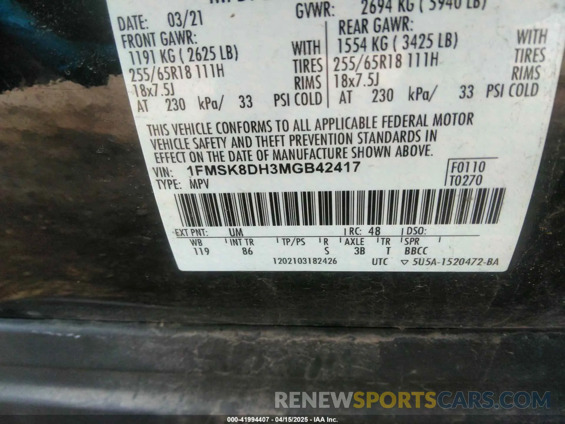 9 Photograph of a damaged car 1FMSK8DH3MGB42417 FORD EXPLORER 2021