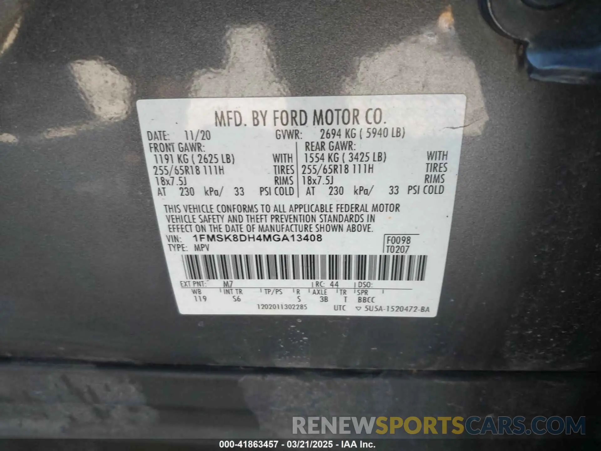 9 Photograph of a damaged car 1FMSK8DH4MGA13408 FORD EXPLORER 2021