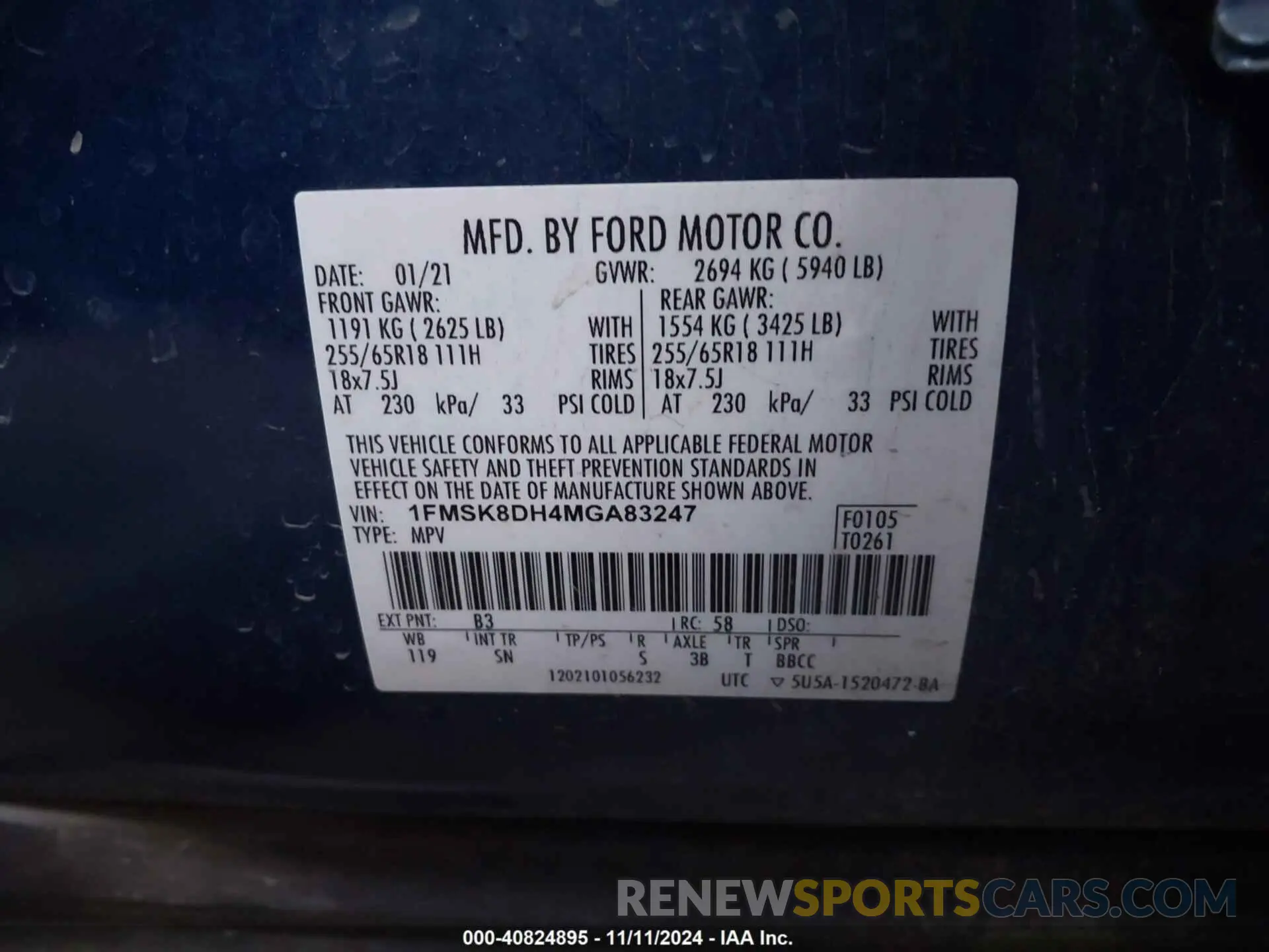 9 Photograph of a damaged car 1FMSK8DH4MGA83247 FORD EXPLORER 2021