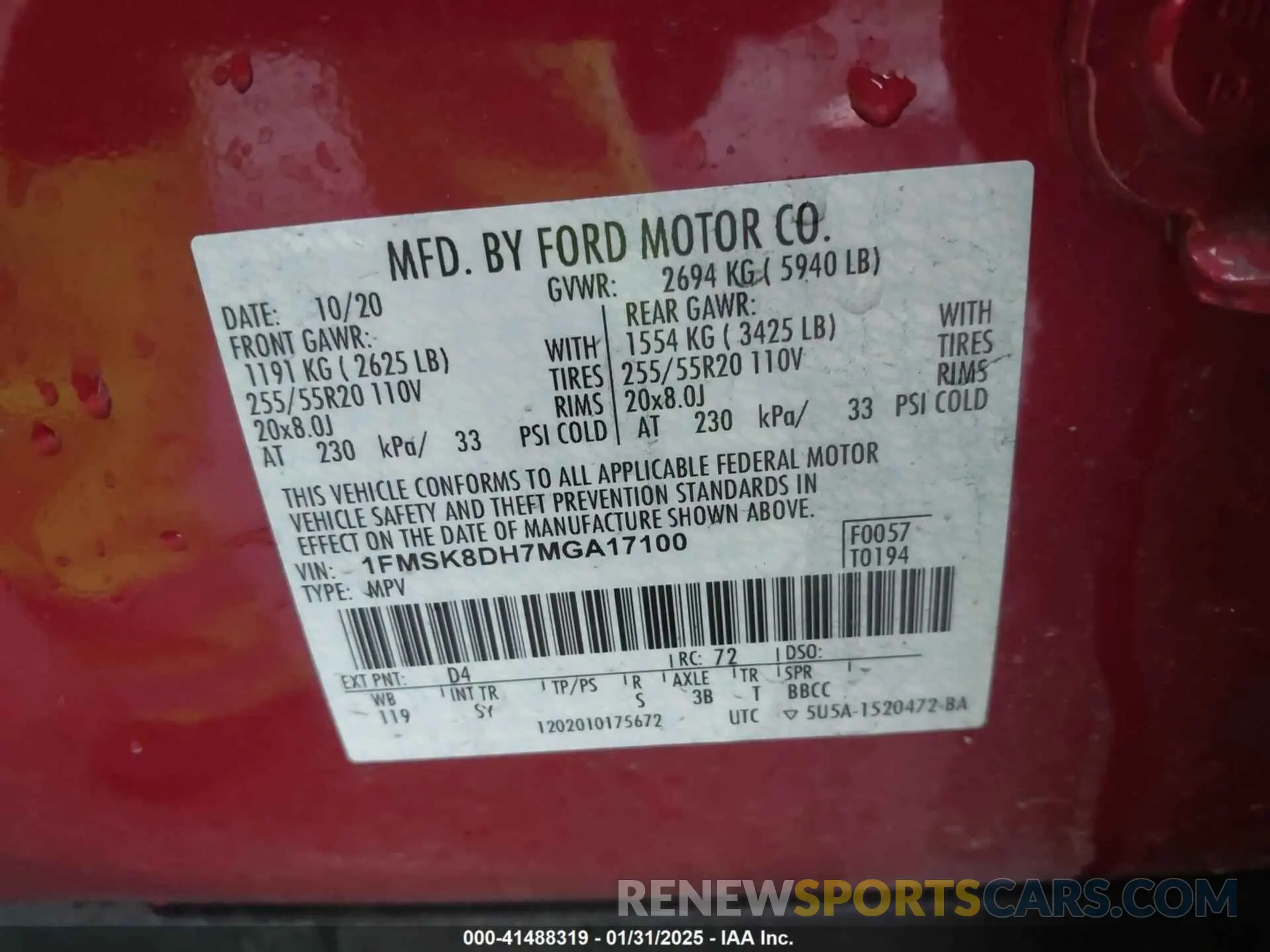 9 Photograph of a damaged car 1FMSK8DH7MGA17100 FORD EXPLORER 2021