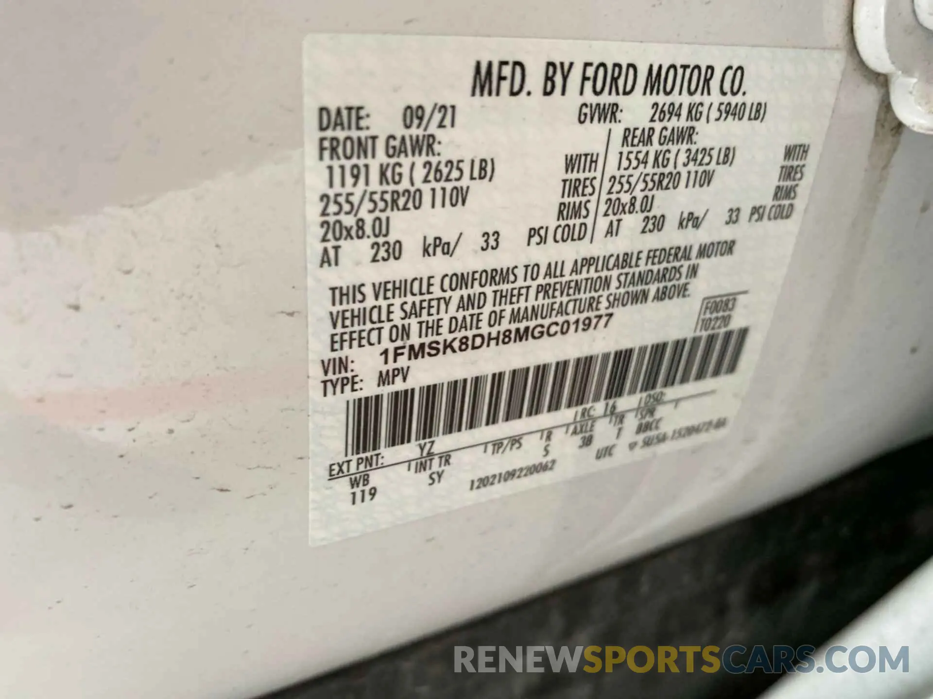 12 Photograph of a damaged car 1FMSK8DH8MGC01977 FORD EXPLORER 2021