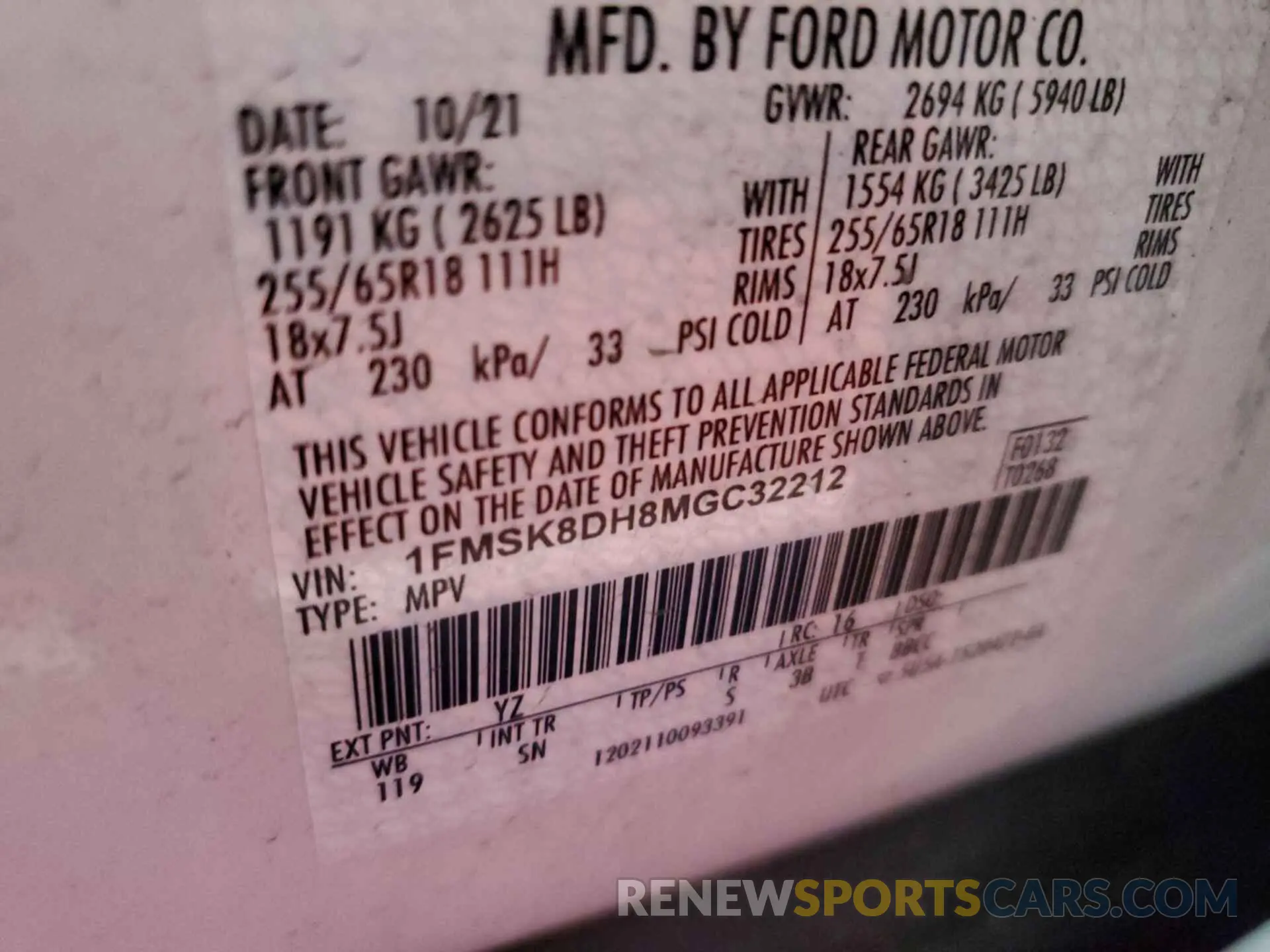 6 Photograph of a damaged car 1FMSK8DH8MGC32212 FORD EXPLORER 2021