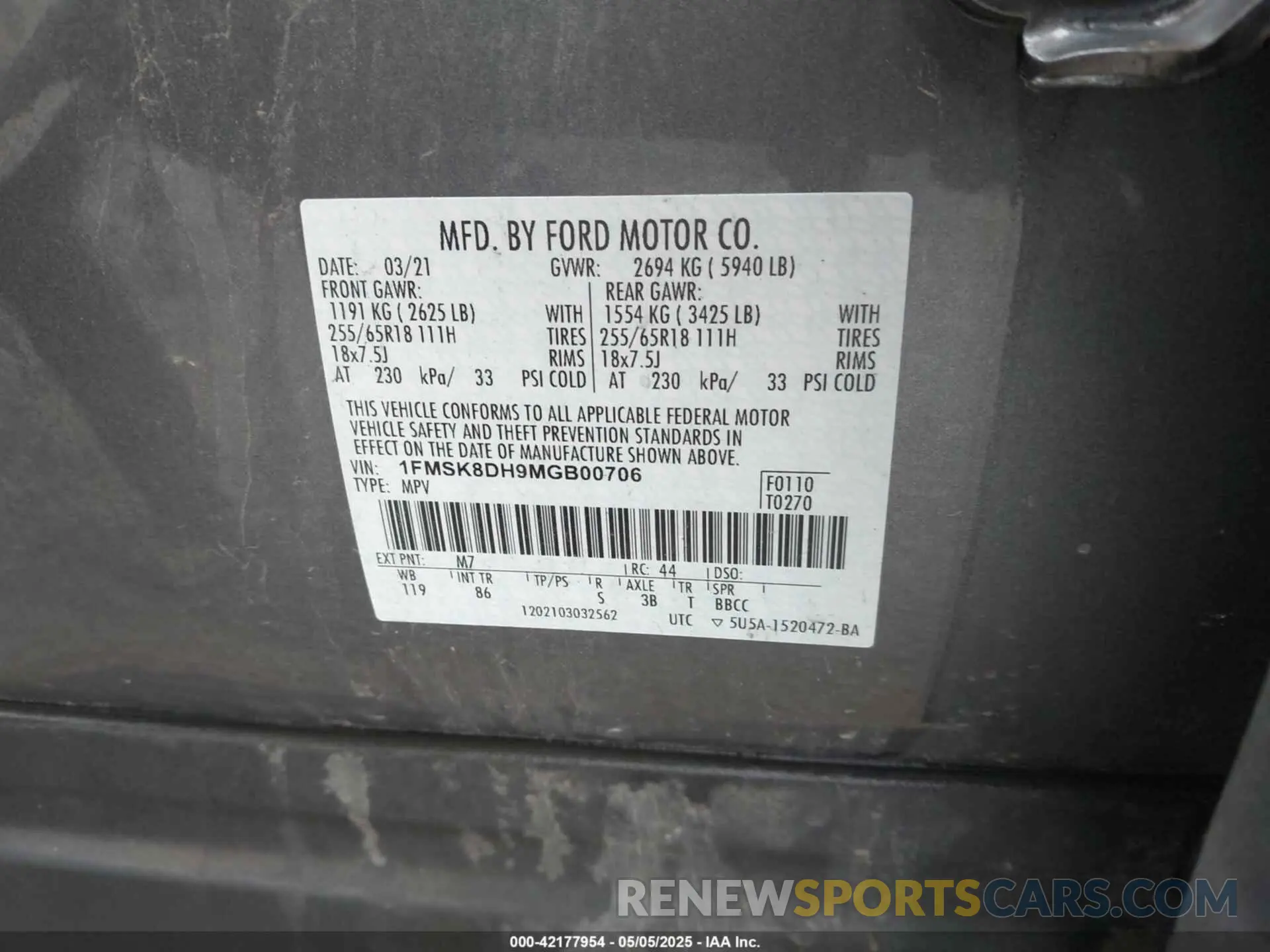 9 Photograph of a damaged car 1FMSK8DH9MGB00706 FORD EXPLORER 2021