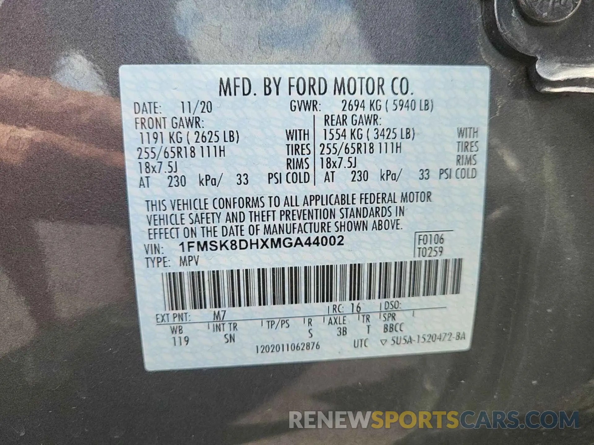 16 Photograph of a damaged car 1FMSK8DHXMGA44002 FORD EXPLORER 2021