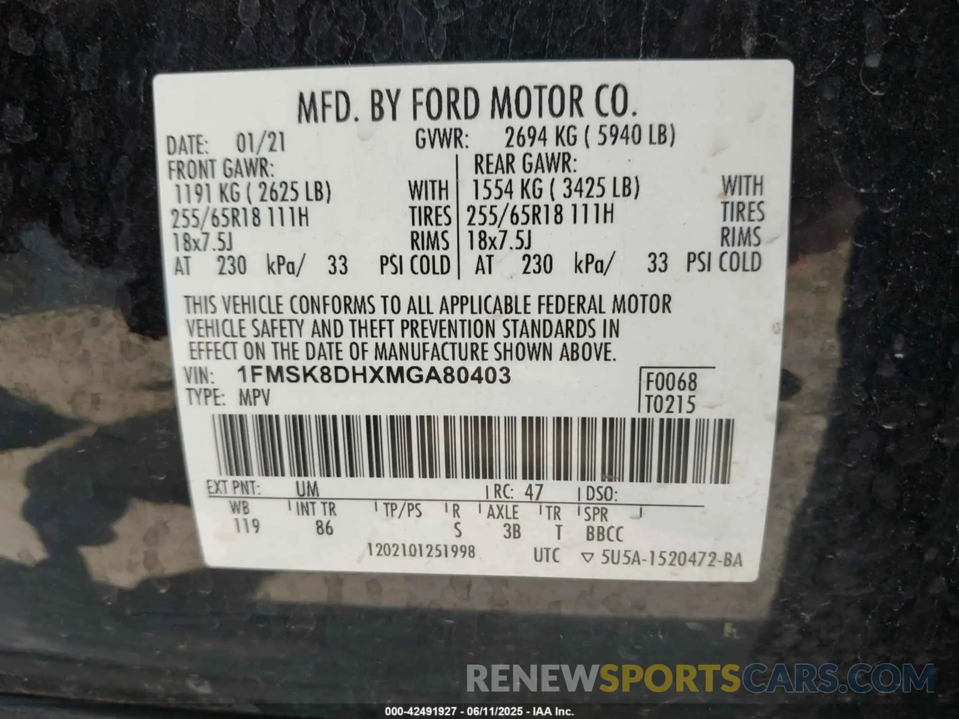 9 Photograph of a damaged car 1FMSK8DHXMGA80403 FORD EXPLORER 2021