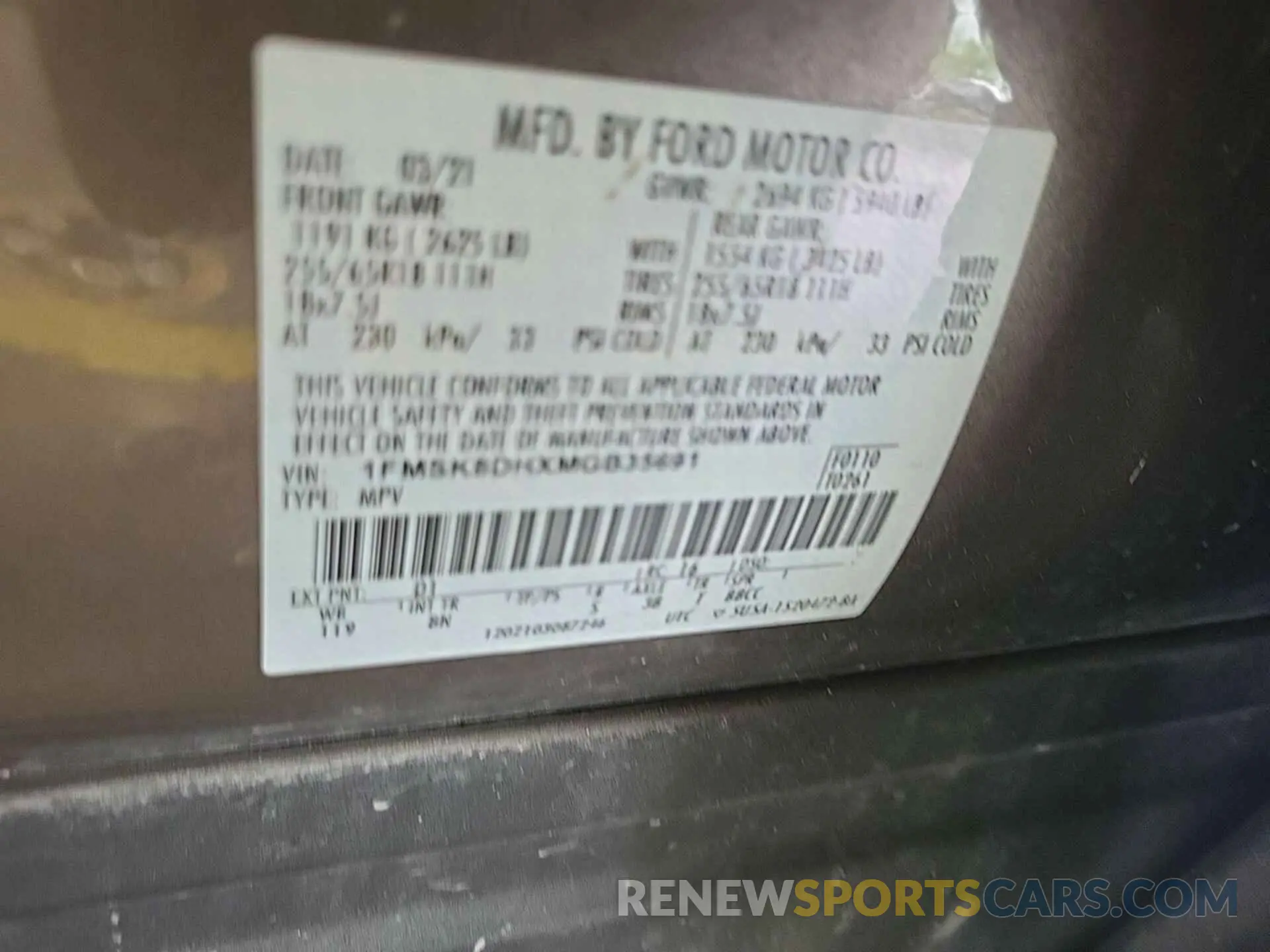 27 Photograph of a damaged car 1FMSK8DHXMGB35691 FORD EXPLORER 2021