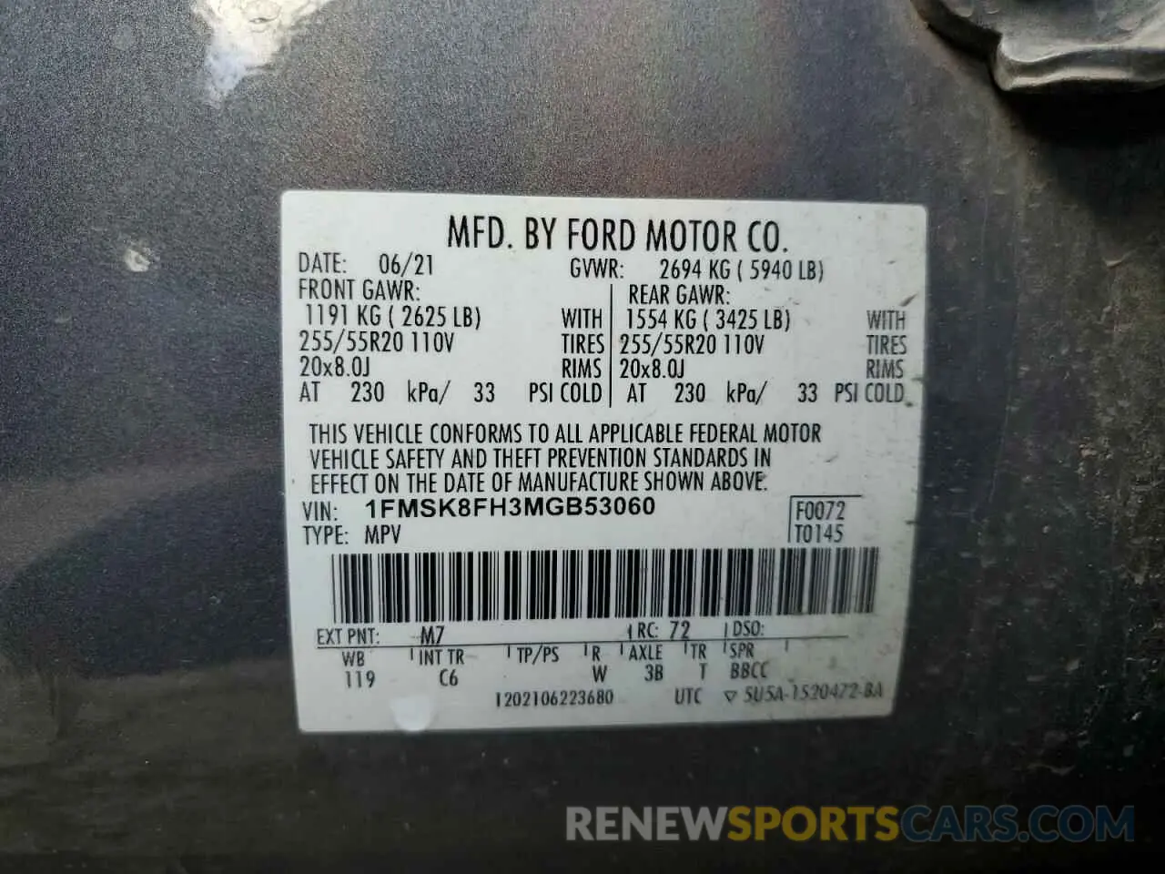 15 Photograph of a damaged car 1FMSK8FH3MGB53060 FORD EXPLORER 2021