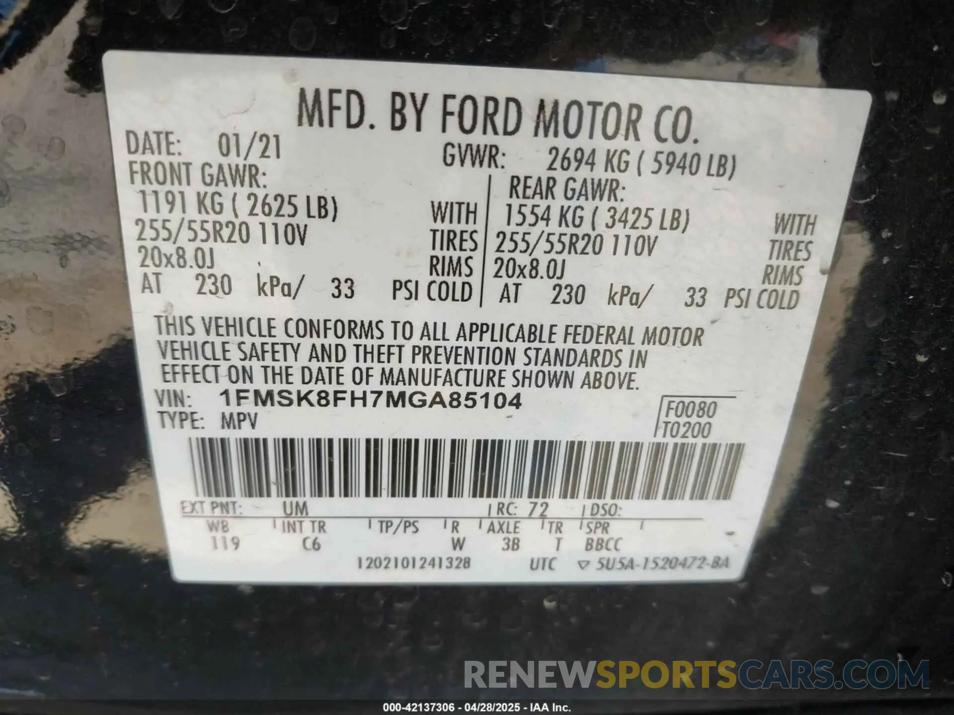 9 Photograph of a damaged car 1FMSK8FH7MGA85104 FORD EXPLORER 2021