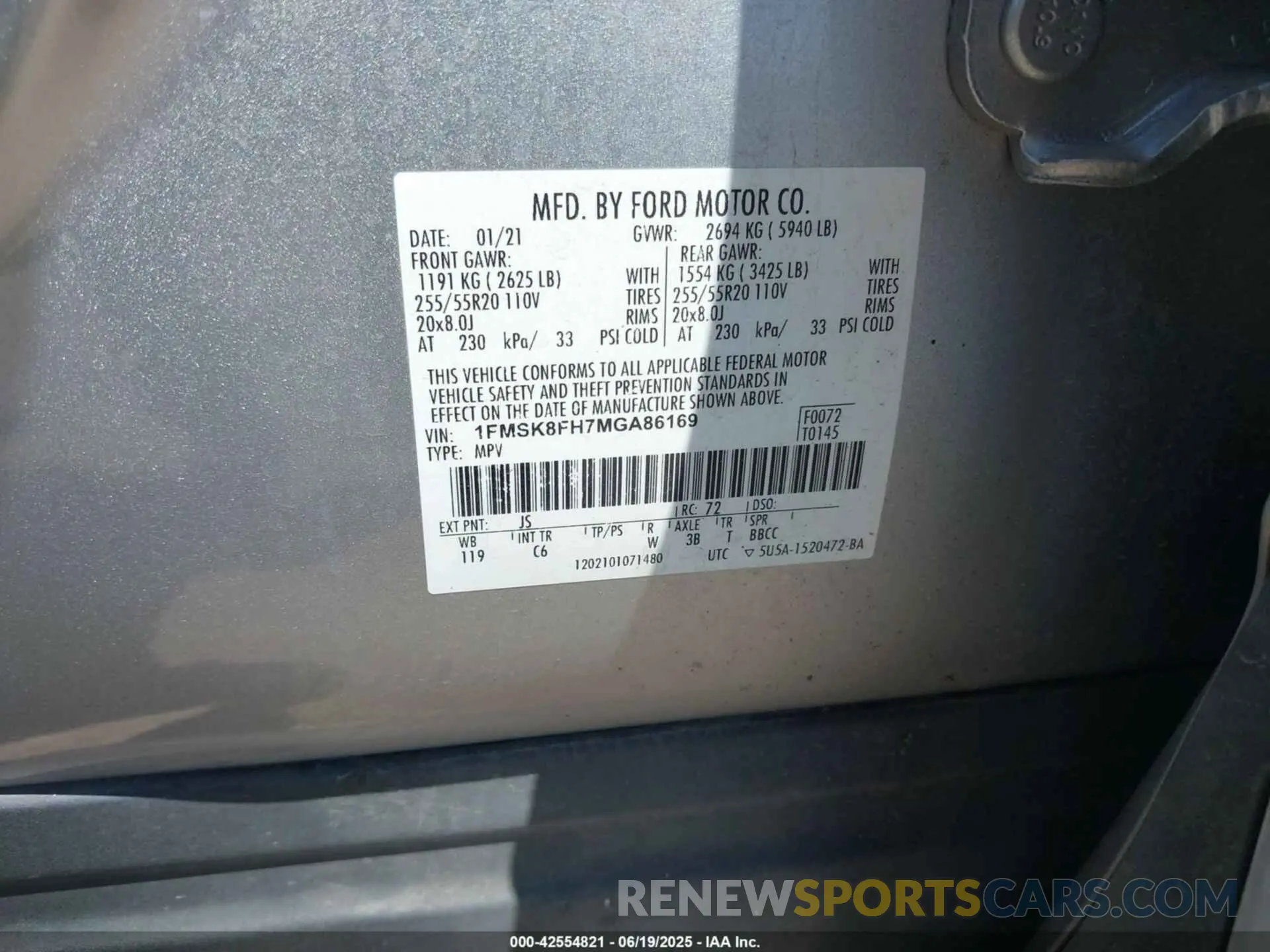9 Photograph of a damaged car 1FMSK8FH7MGA86169 FORD EXPLORER 2021
