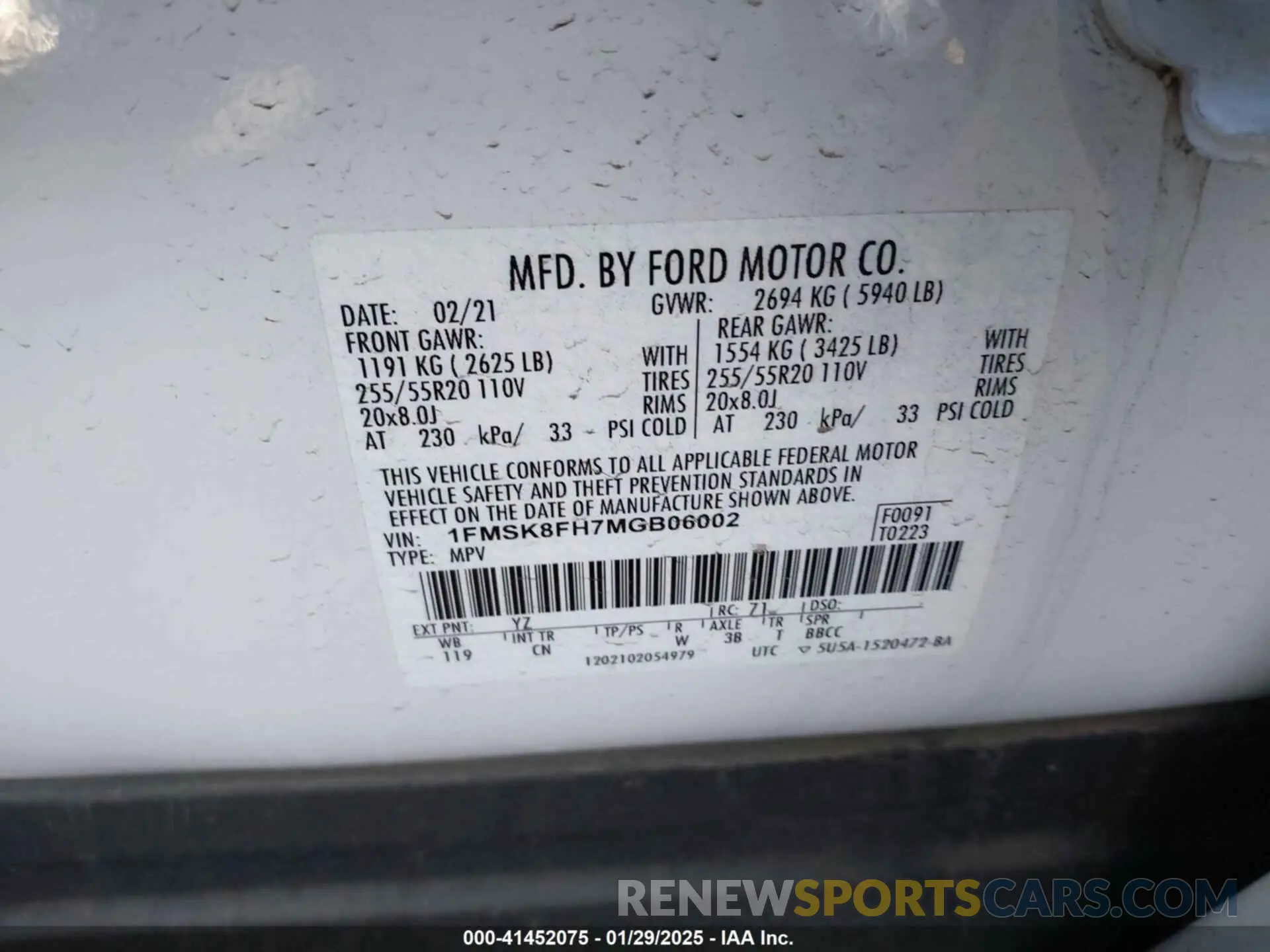 9 Photograph of a damaged car 1FMSK8FH7MGB06002 FORD EXPLORER 2021
