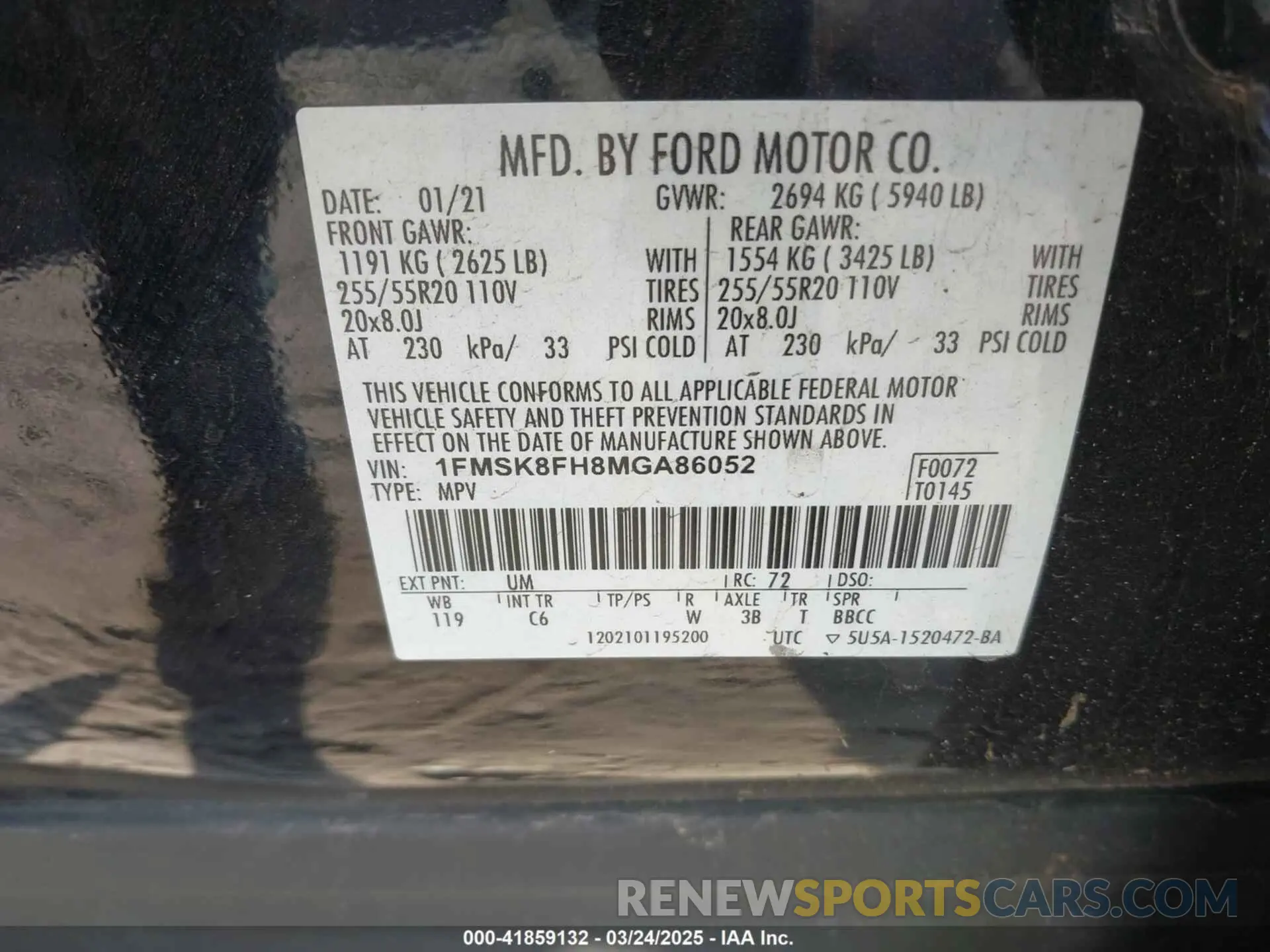 9 Photograph of a damaged car 1FMSK8FH8MGA86052 FORD EXPLORER 2021