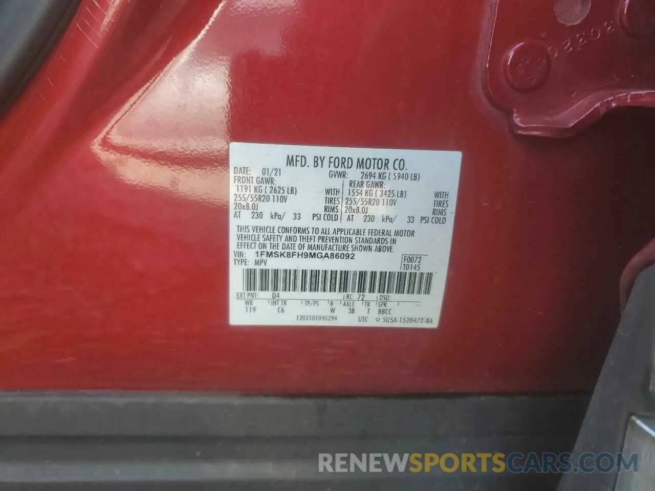 15 Photograph of a damaged car 1FMSK8FH9MGA86092 FORD EXPLORER 2021