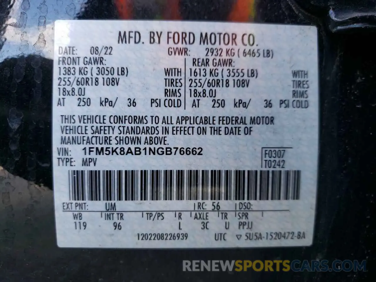 13 Photograph of a damaged car 1FM5K8AB1NGB76662 FORD EXPLORER 2022
