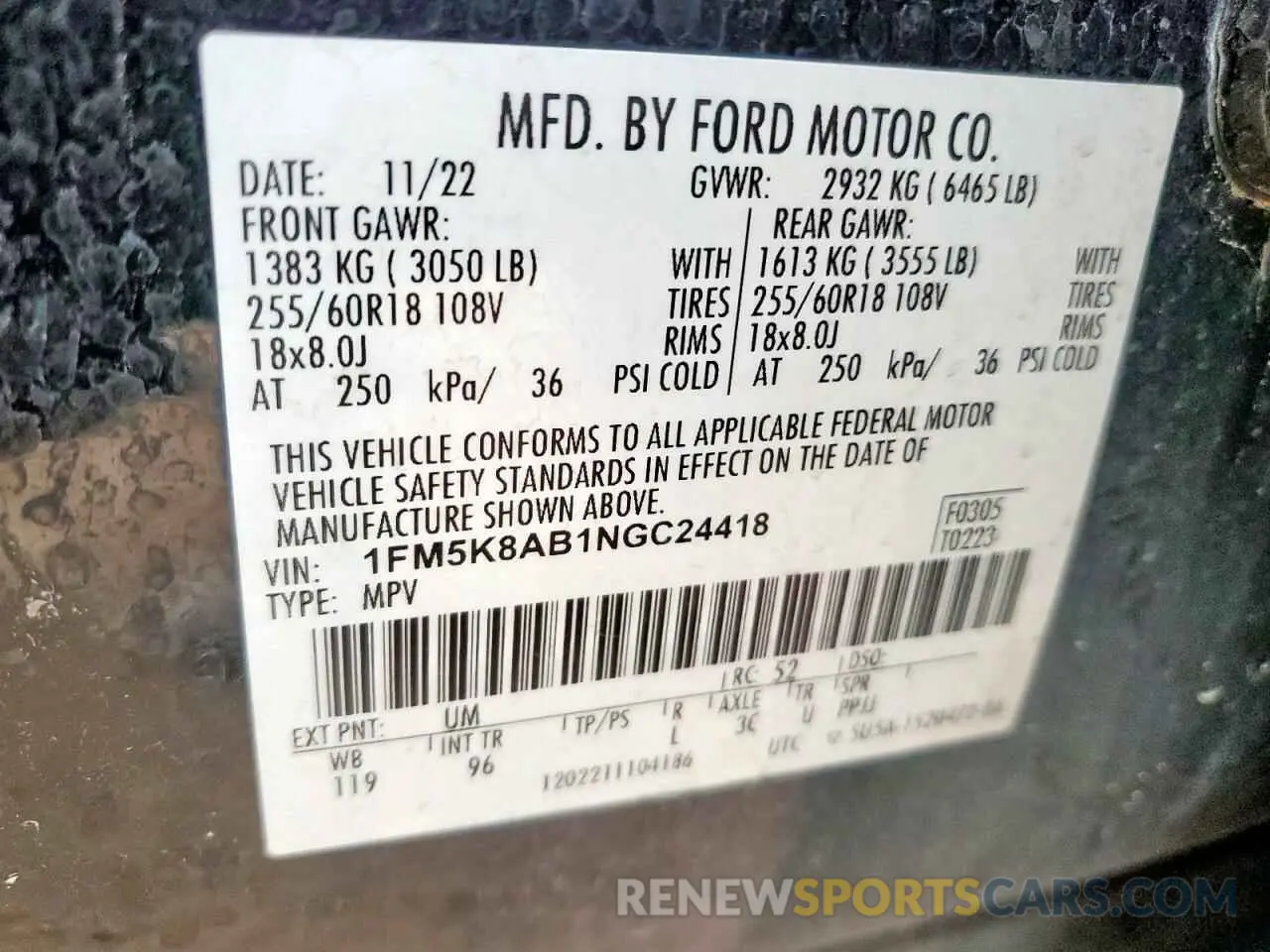 12 Photograph of a damaged car 1FM5K8AB1NGC24418 FORD EXPLORER 2022