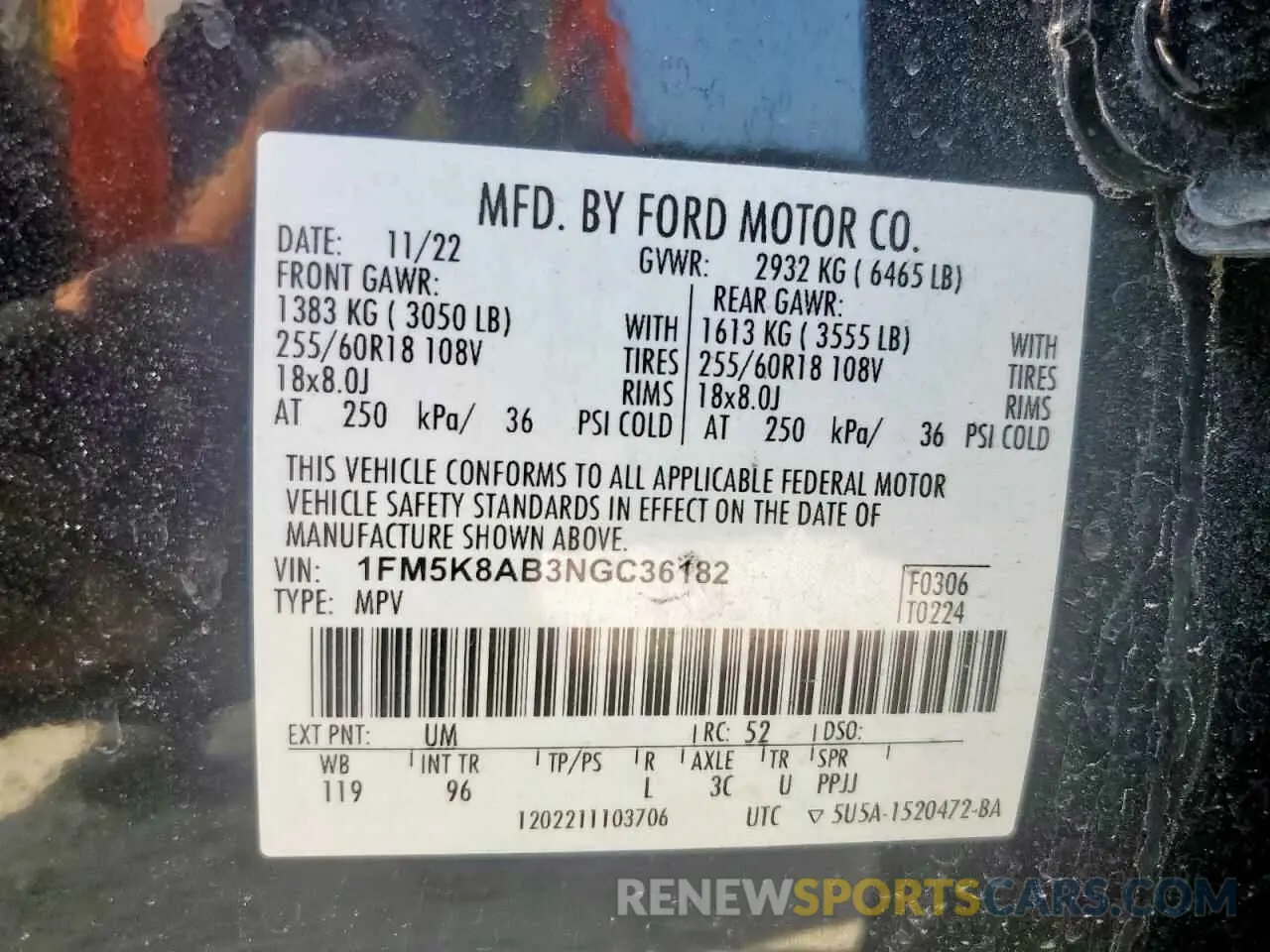 14 Photograph of a damaged car 1FM5K8AB3NGC36182 FORD EXPLORER 2022