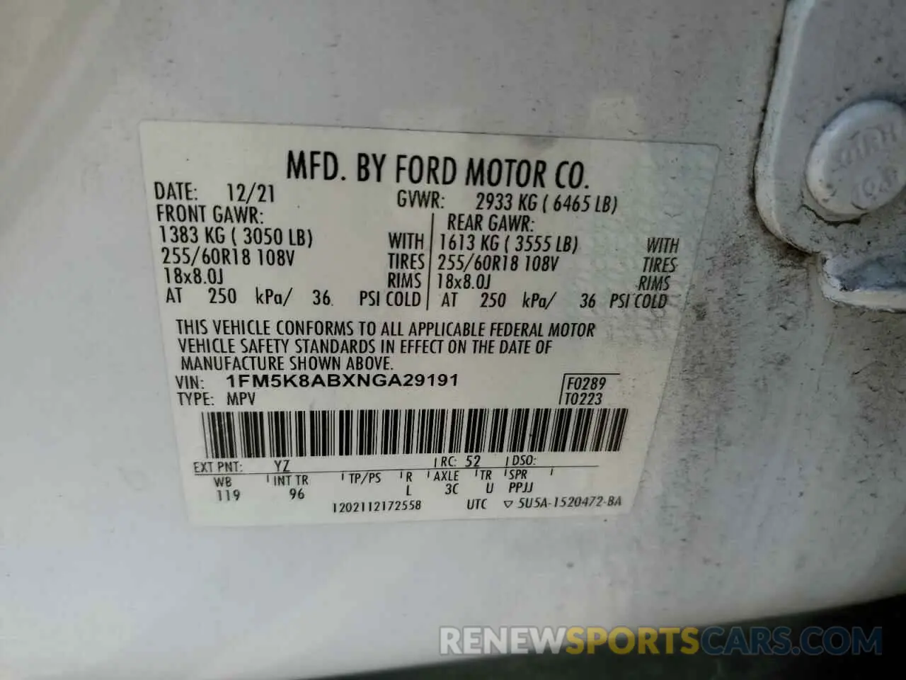 13 Photograph of a damaged car 1FM5K8ABXNGA29191 FORD EXPLORER 2022