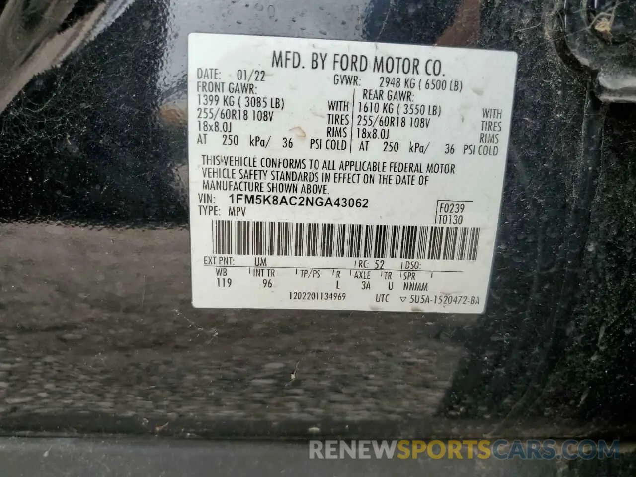 13 Photograph of a damaged car 1FM5K8AC2NGA43062 FORD EXPLORER 2022