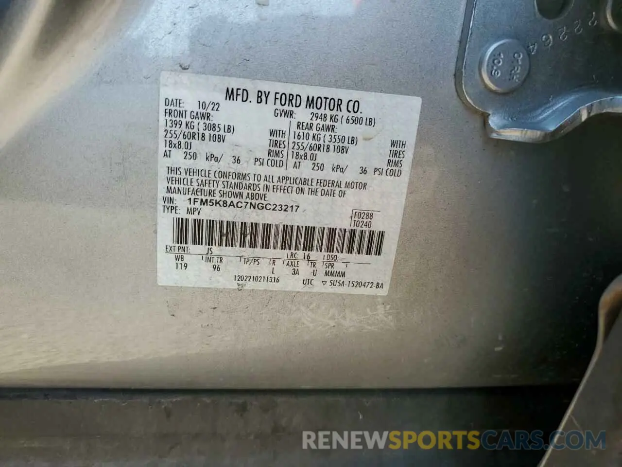 14 Photograph of a damaged car 1FM5K8AC7NGC23217 FORD EXPLORER 2022