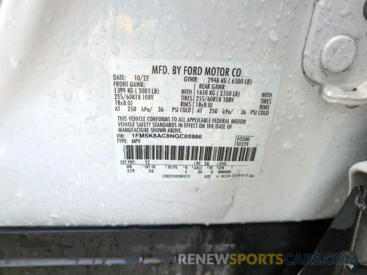 12 Photograph of a damaged car 1FM5K8AC8NGC05986 FORD EXPLORER 2022
