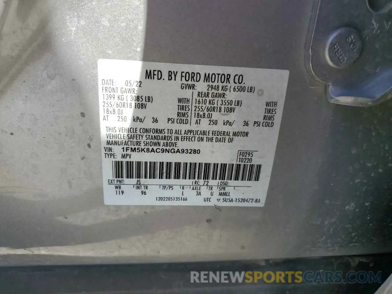 13 Photograph of a damaged car 1FM5K8AC9NGA93280 FORD EXPLORER 2022
