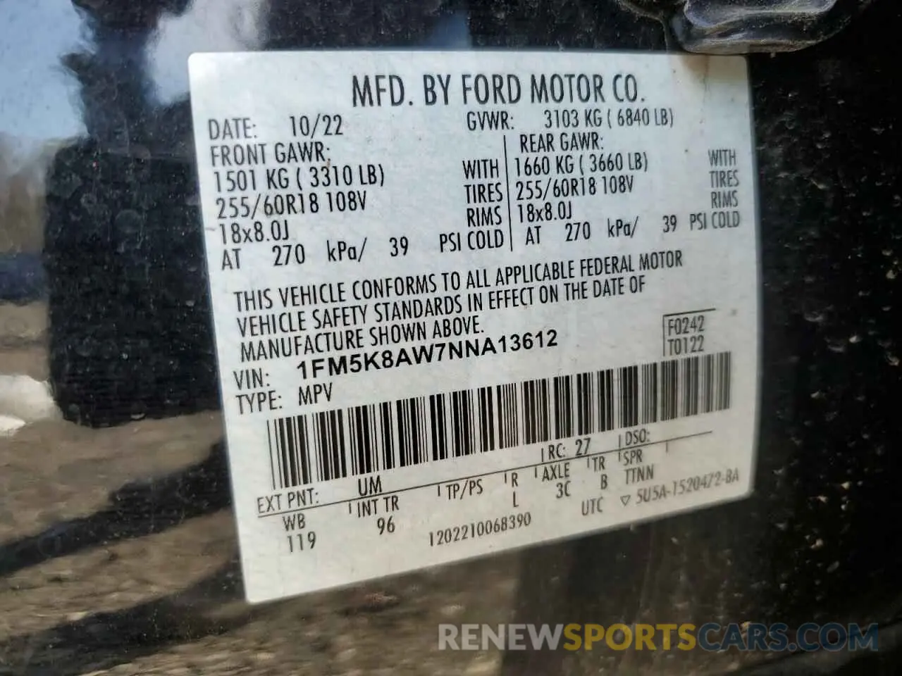 14 Photograph of a damaged car 1FM5K8AW7NNA13612 FORD EXPLORER 2022