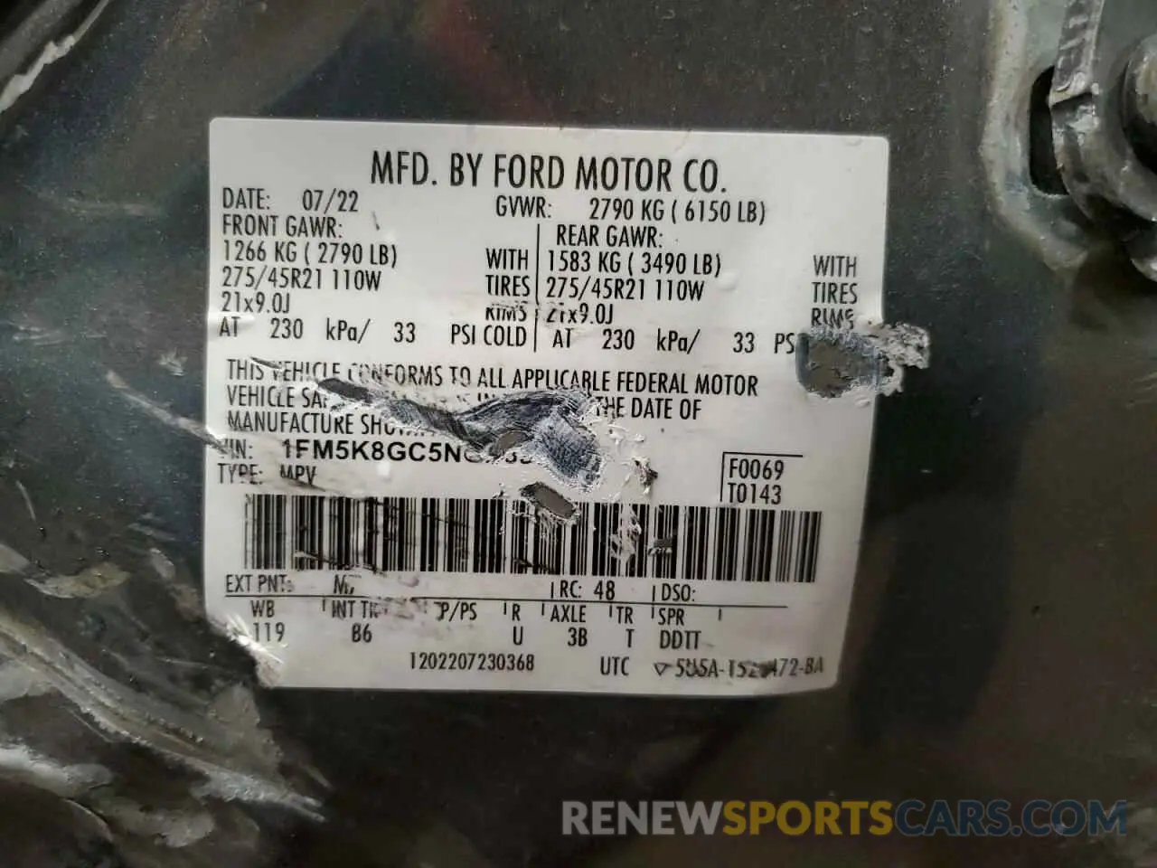 14 Photograph of a damaged car 1FM5K8GC5NGB89883 FORD EXPLORER 2022