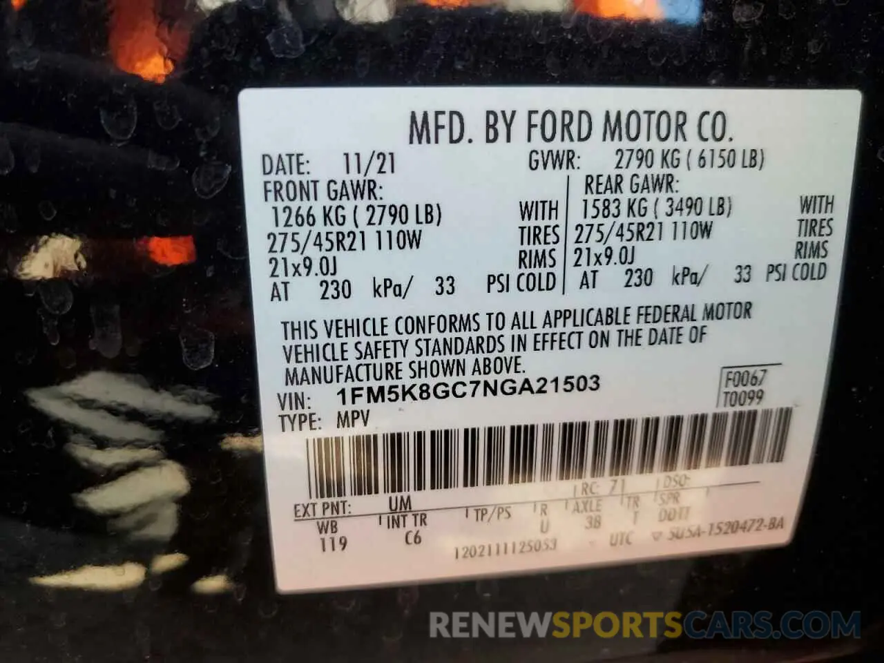 12 Photograph of a damaged car 1FM5K8GC7NGA21503 FORD EXPLORER 2022
