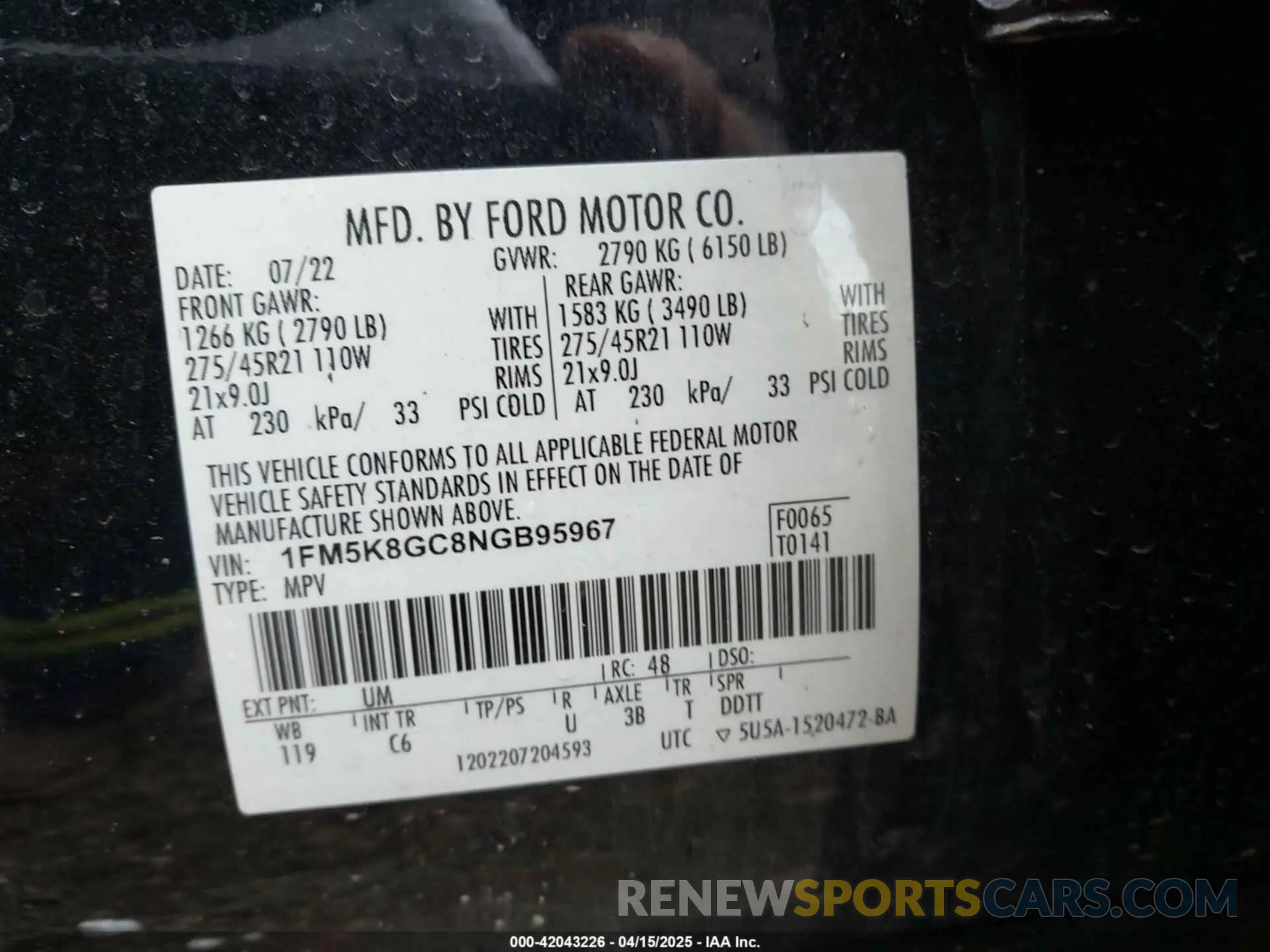 9 Photograph of a damaged car 1FM5K8GC8NGB95967 FORD EXPLORER 2022