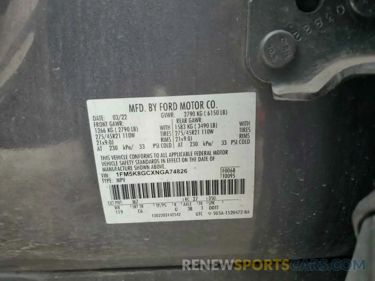 13 Photograph of a damaged car 1FM5K8GCXNGA74826 FORD EXPLORER 2022