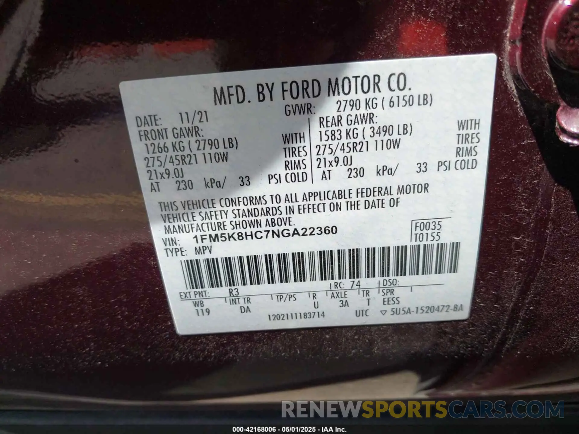 9 Photograph of a damaged car 1FM5K8HC7NGA22360 FORD EXPLORER 2022