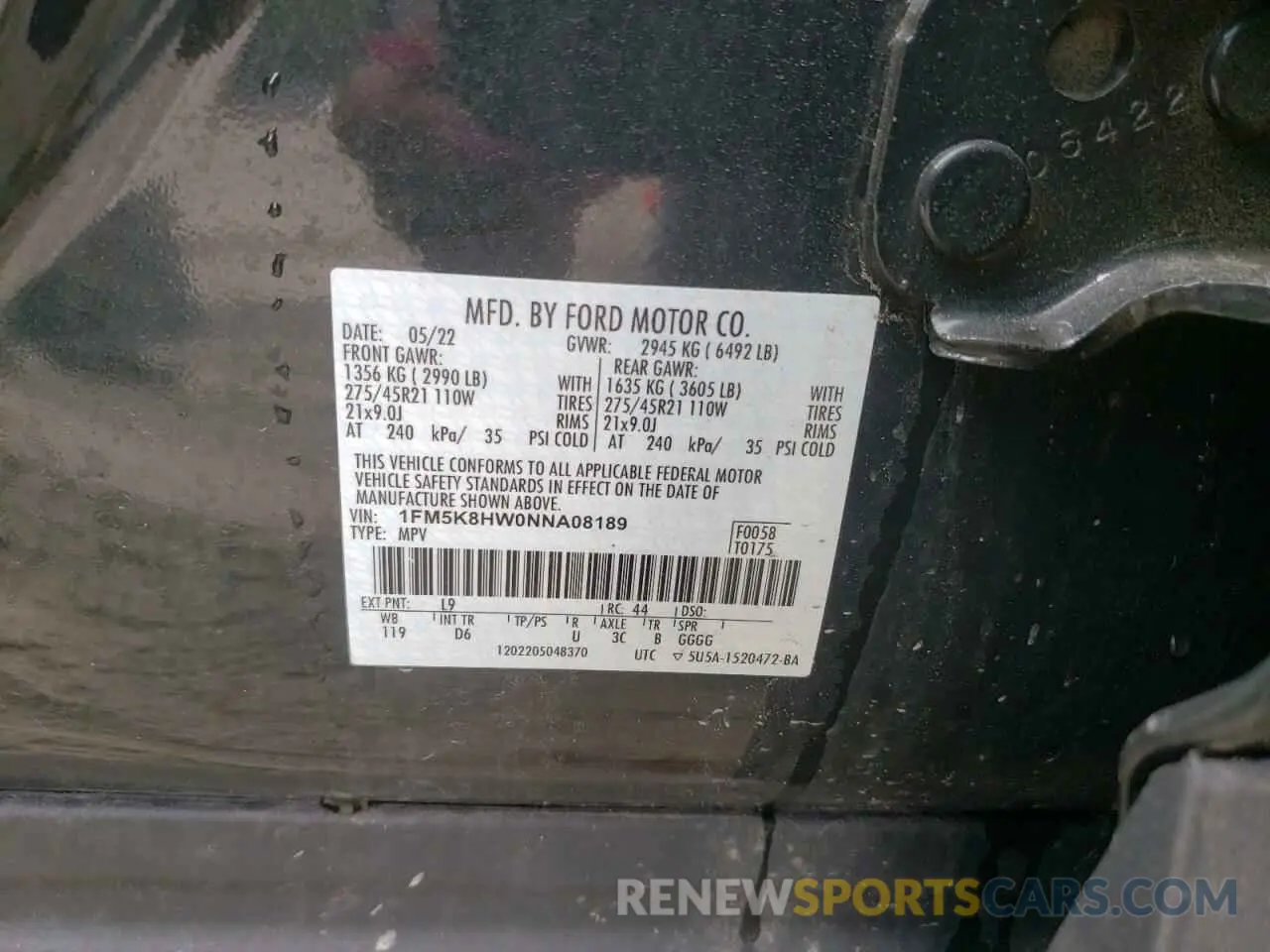 13 Photograph of a damaged car 1FM5K8HW0NNA08189 FORD EXPLORER 2022