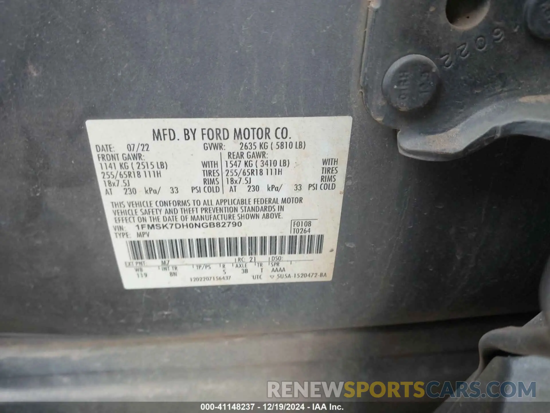 9 Photograph of a damaged car 1FMSK7DH0NGB82790 FORD EXPLORER 2022