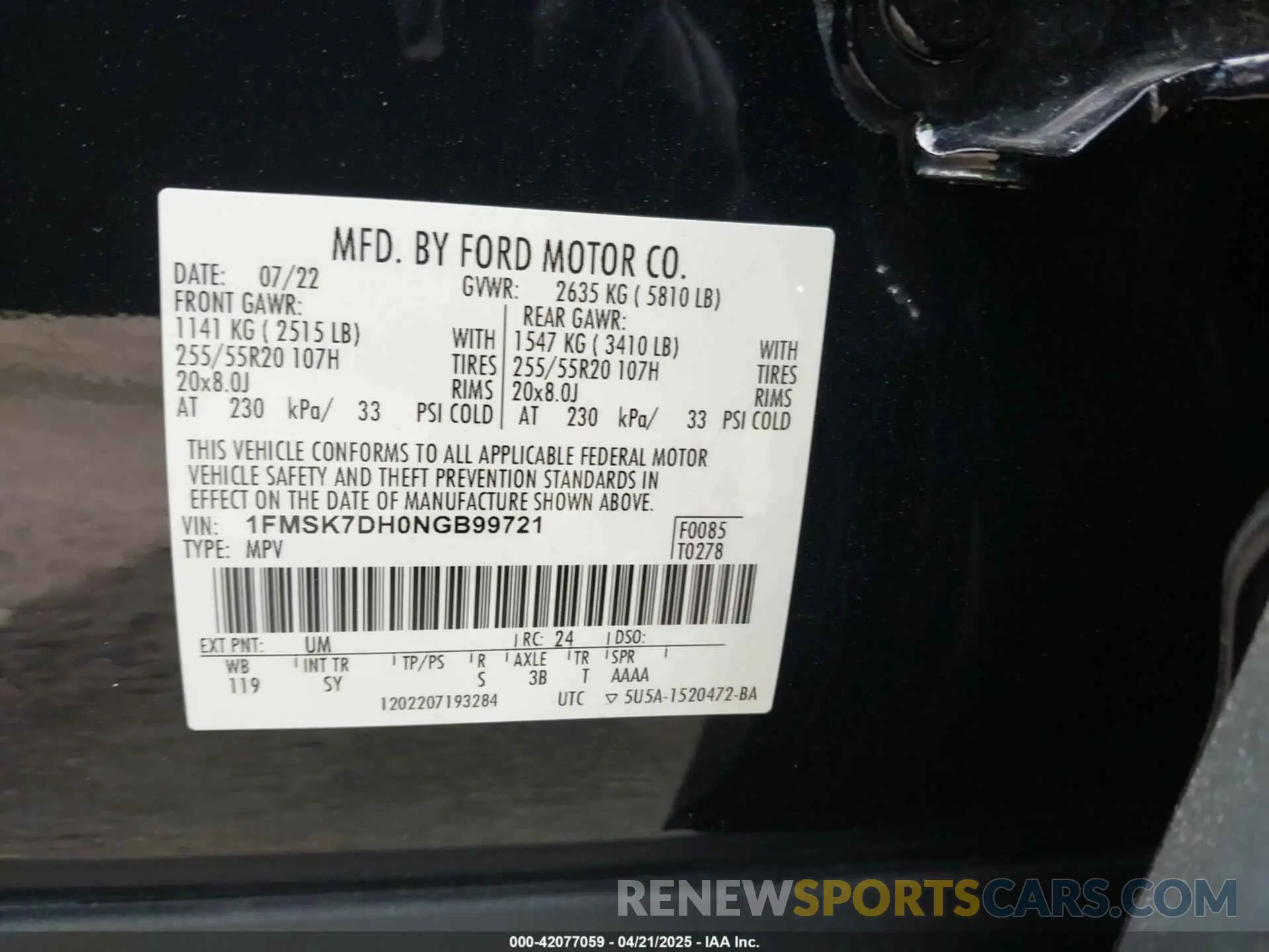 9 Photograph of a damaged car 1FMSK7DH0NGB99721 FORD EXPLORER 2022