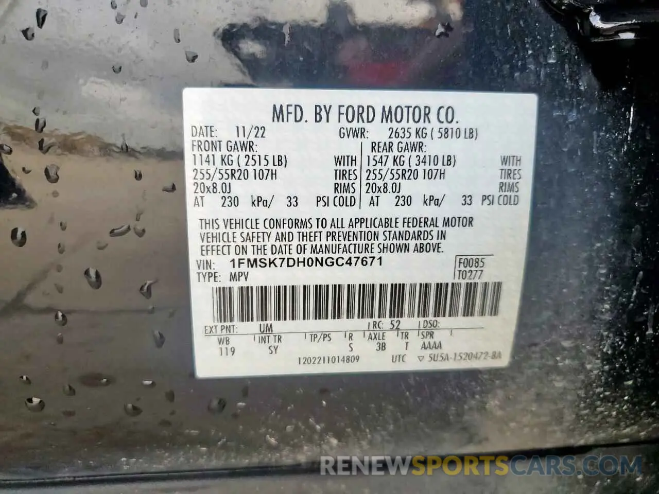 14 Photograph of a damaged car 1FMSK7DH0NGC47671 FORD EXPLORER 2022